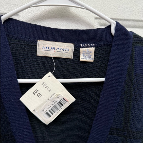 Vintage Murano dead stock plaid wool blend button-down cardigan,Men’s Med Unisex - Picture 4 of 7